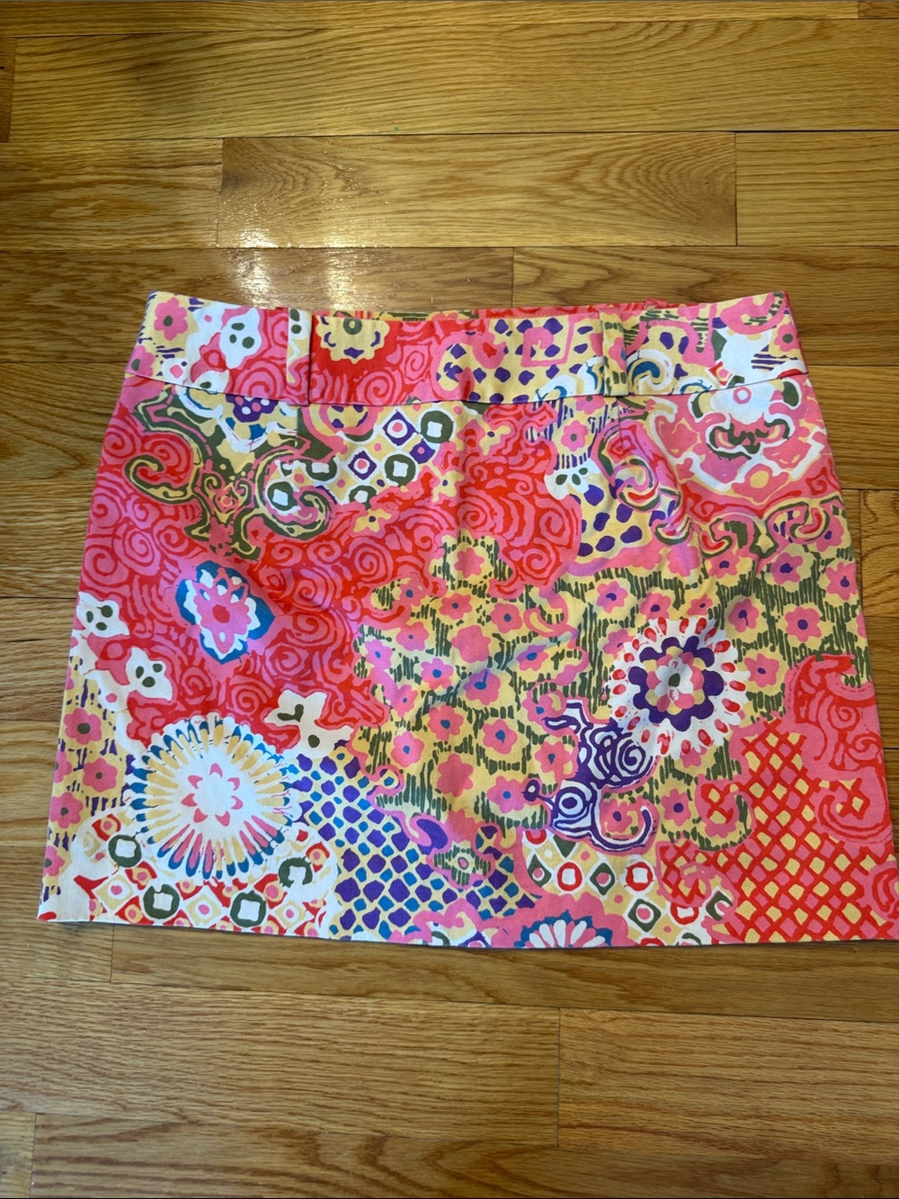 J. Crew vintage Y2K Pink Multi Floral-Print Mini Skirt size 10 purple green - Picture 3 of 6
